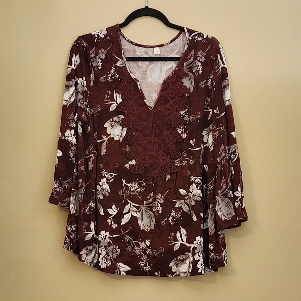 Boho floral top Sz L